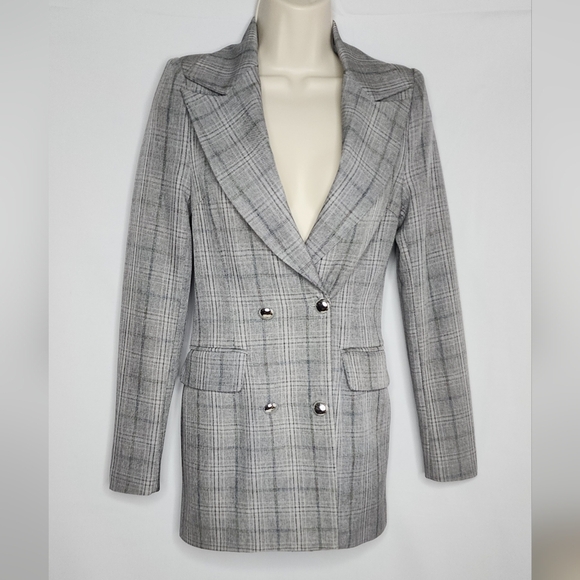 Gray Plaid Tailored Blazer XXS (FAST SHIPPING) - Picture 2 of 8